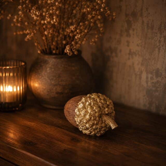 Keramiek Eikel Bruin Goud 7 5 X 7 5 X 15cm Art 23 2596