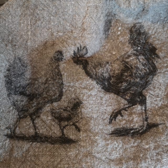 Shabby Doek Kippen Familie 30 X 45cm