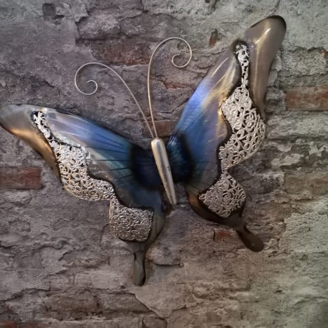 Metaal Vlinder Blauw Met Zilver 1425 3