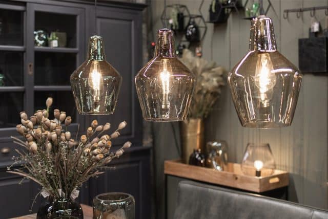 Hanglamp Glas Met 3 Kappen Smoke Recht