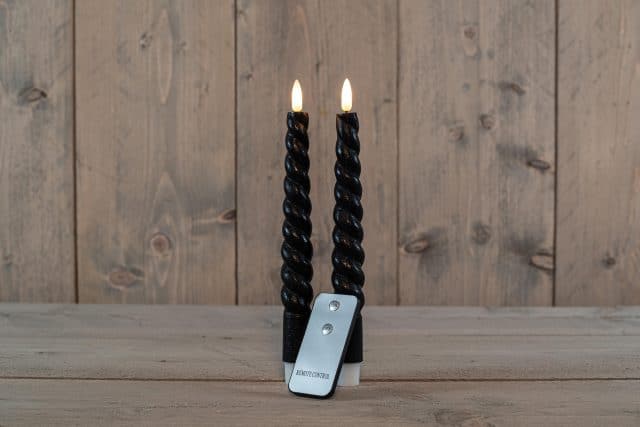 Led Kaars Diner Zwart 2 Stuks Twist Met Afstandsbediening