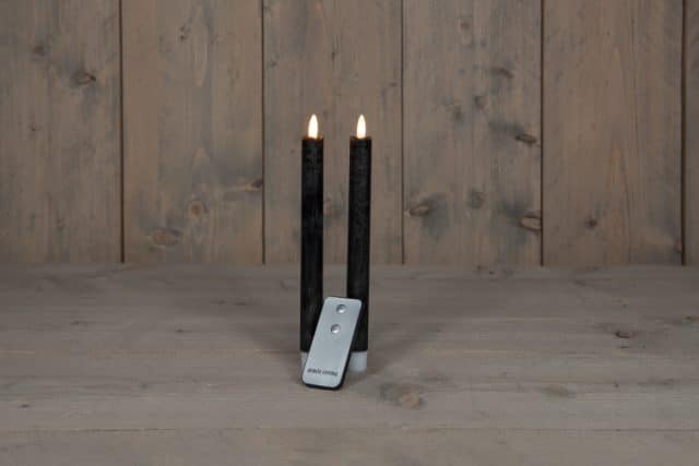 Led Kaars Diner Zwart 2 Stuks Rustiek Met Afstandsbediening