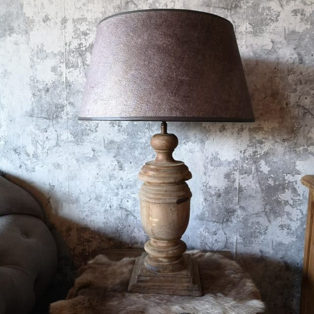 Grote Baluster Tafellamp Met Grijze Kap Art 3244